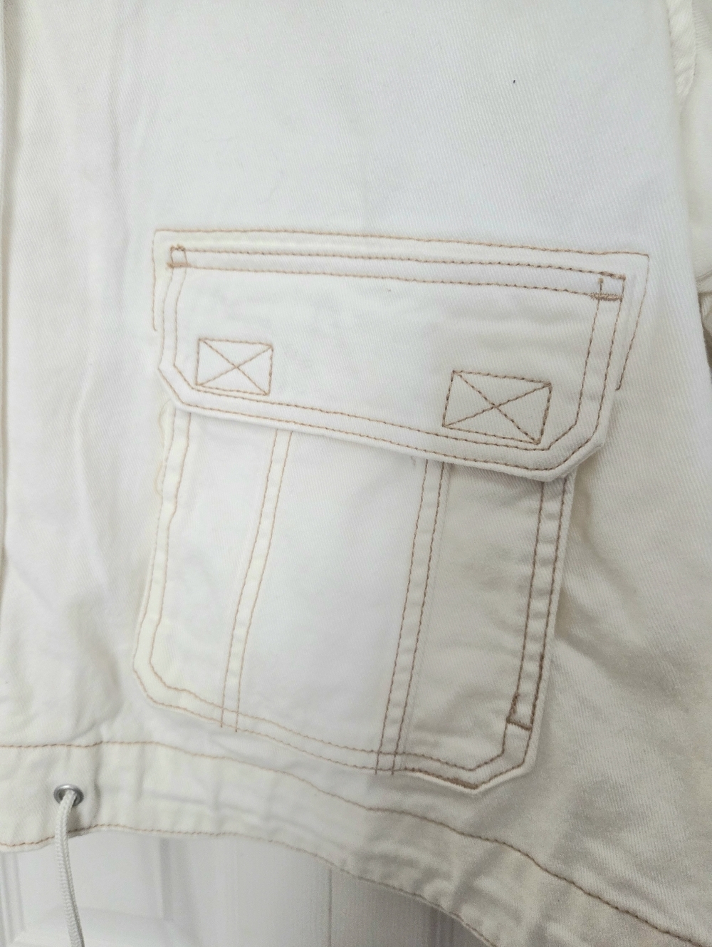 Womens Cream Denim/Utility Jacket - Picture 3 of 14
